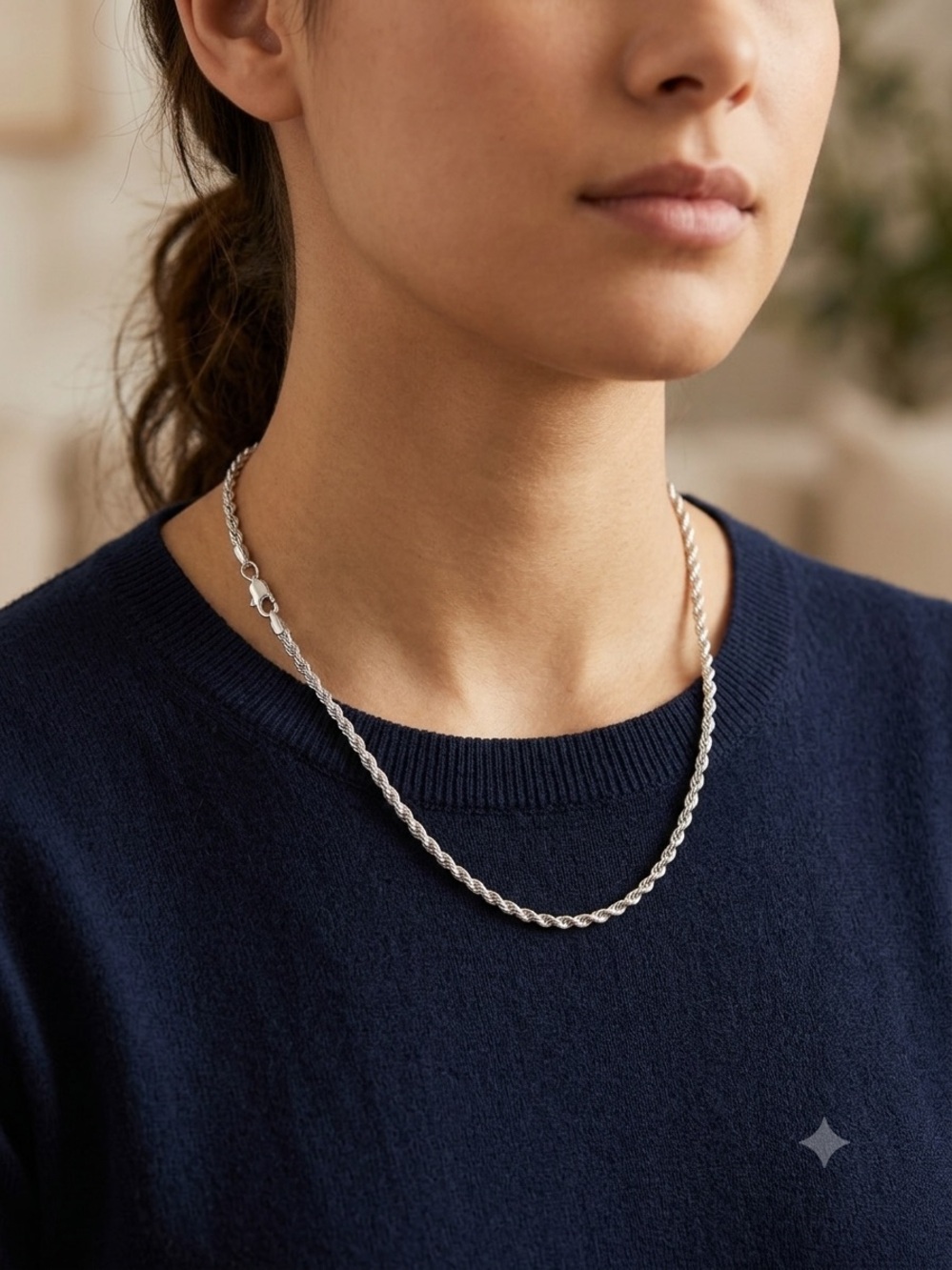 Sarah Coventry Silver Tone Twisted Rope Necklace